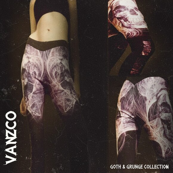 Bona Ladies Gothic Skull Print Leggings | Estimated Size S/M - Picture 1 of 3